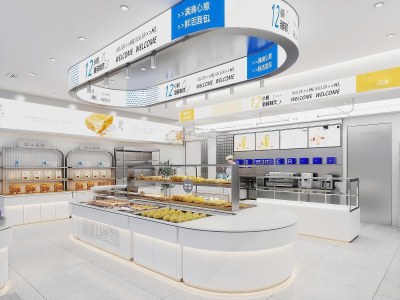 现代甜品面包店3D模型下载